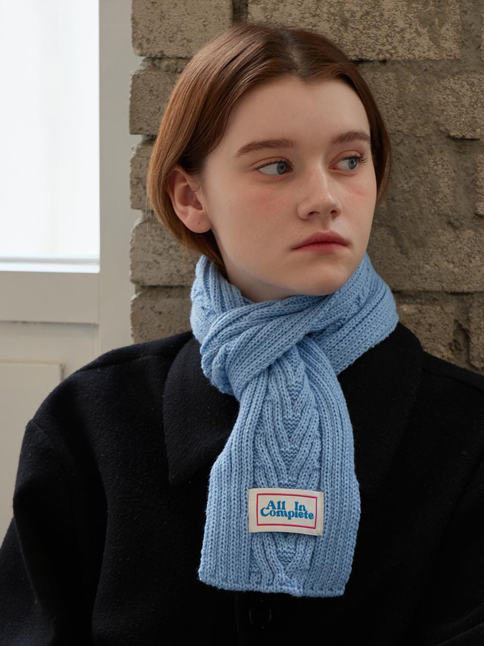 Arrow Knit Mini Muffler (Sky Blue)