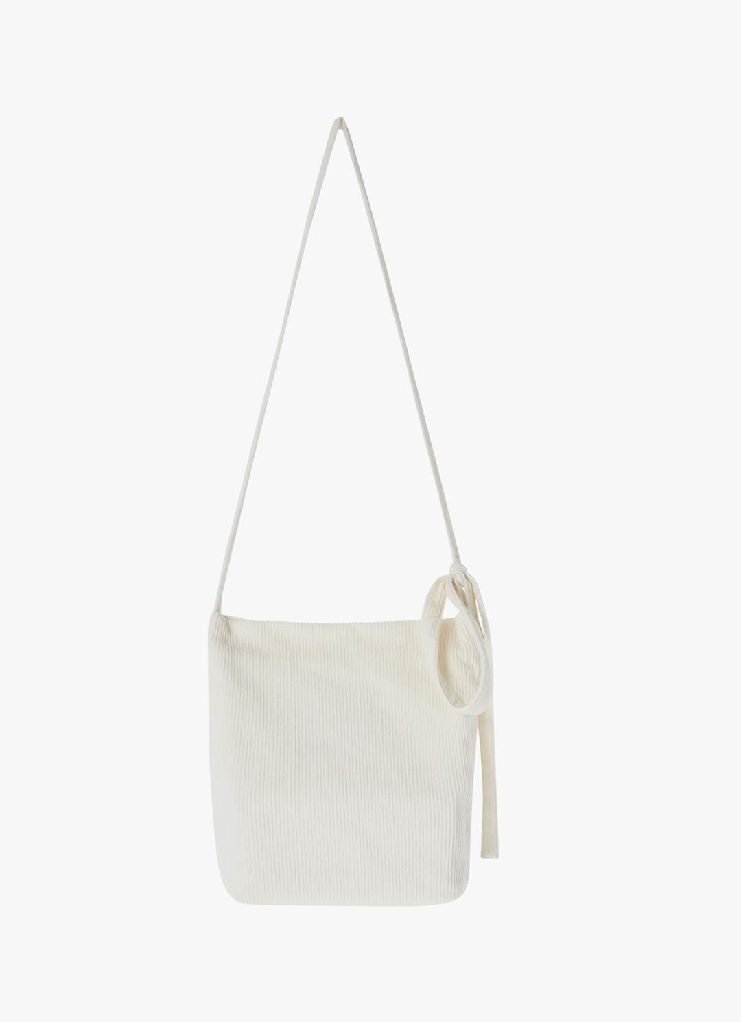 CORDUROY TIE BAG / IVORY / SMALL