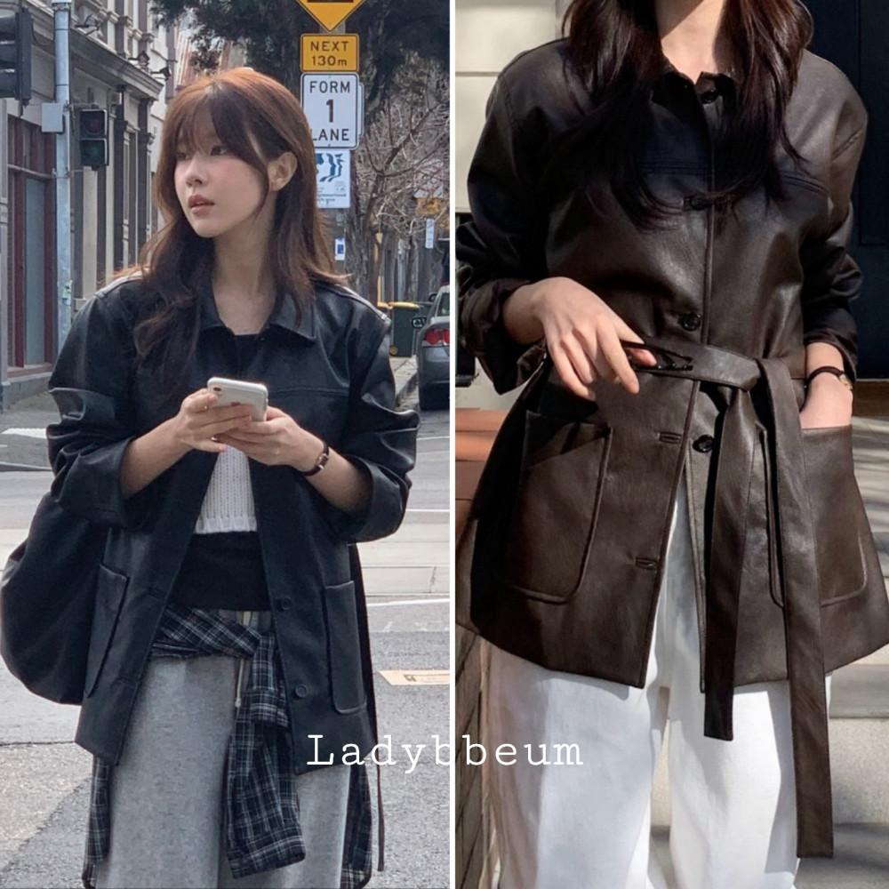 (검 당일/ 브라운3주) 24FW 베르가못 레더 워크 자켓 스트랩 가죽 하프 JK