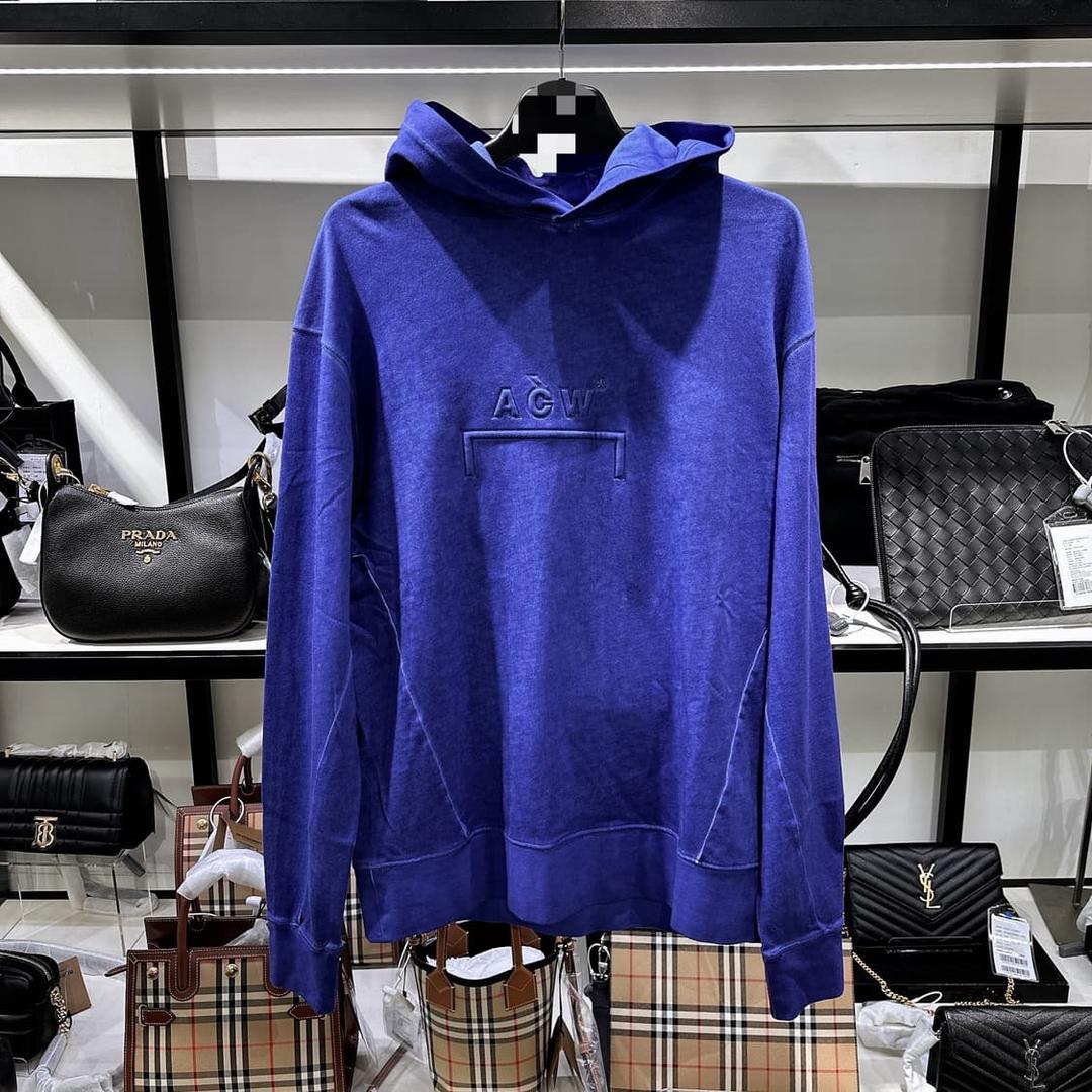 어콜드월 남성 블루 로고 루즈핏 후드 | 후루츠패밀리