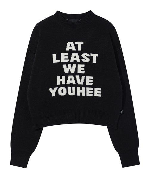YOUHEE LETTERING PULLOVER KNIT BLACK