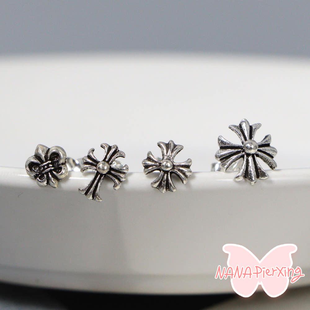 Silver925 엔틱 십자가 피어싱, 귀걸이 - 3type