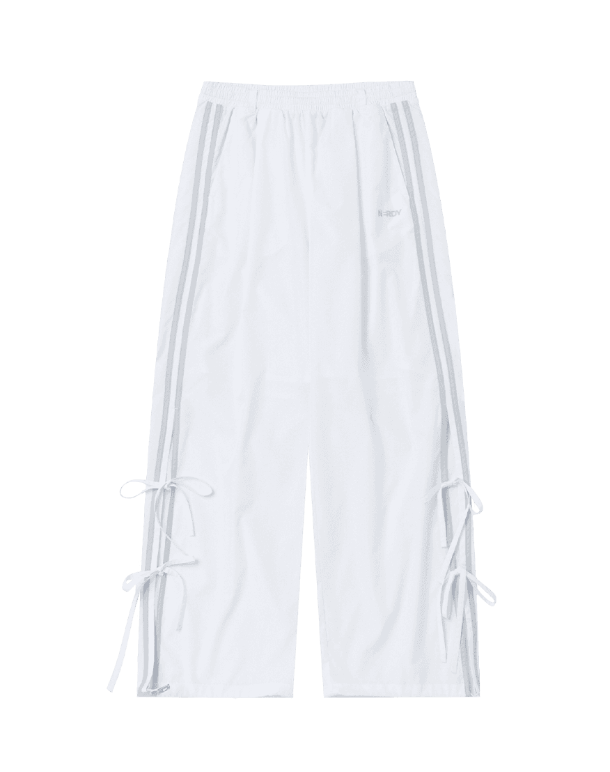 우먼스 리본 타이 우븐 팬츠 화이트