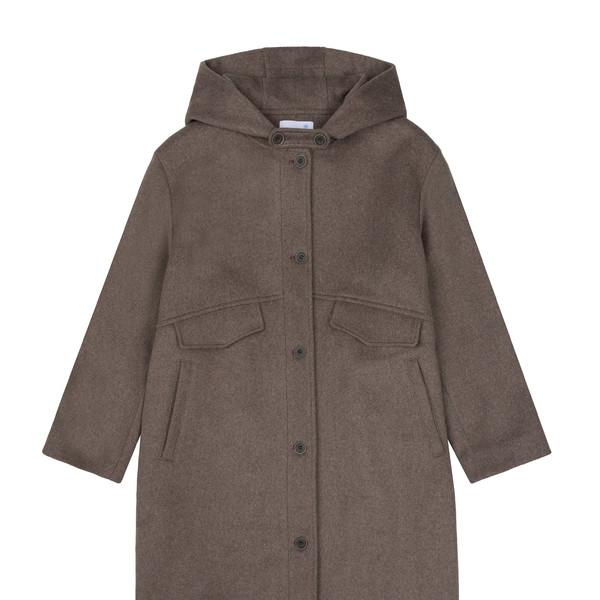 [쿠폰 할인]Wool Blended Hoodie Coat(Brown)