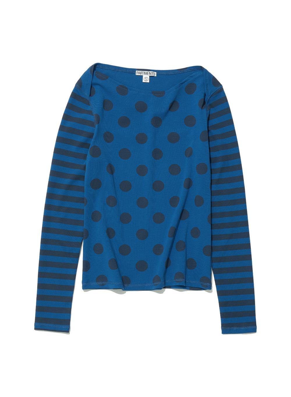 [WOMEN] DOT STRIPE ALL-OVER PRINTED LONG SLEEVE TEE_TEAL