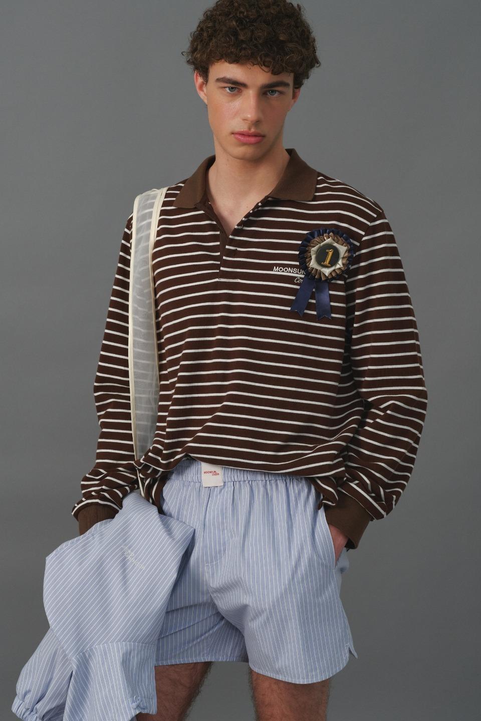 M.C UNISEX, Stripe PK Shirt / Chocolate