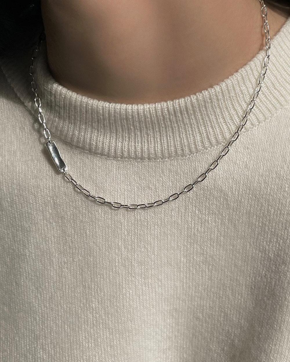 바 펜던트 이니셜 각인 목걸이 /  N-074. 925 silver