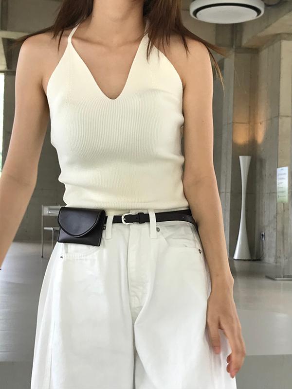블렘토 Halter-neck Knit Top (Ivory)