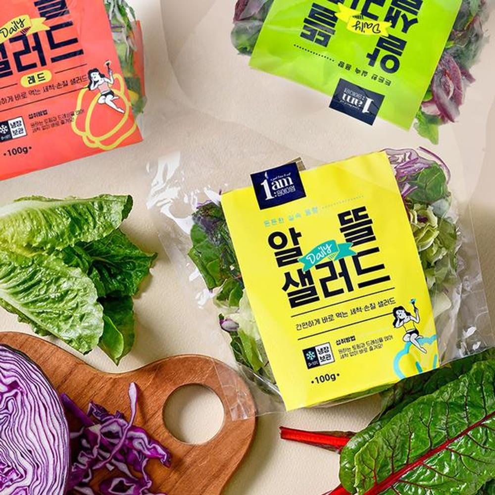 1am 알뜰 데일리 샐러드 혼합 5팩 (5종 각 1팩) 식단 세척 야채 믹스