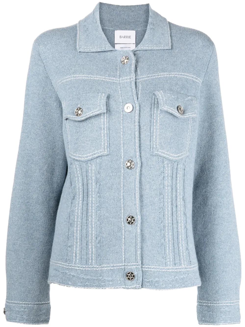 Barrie 콘트라스트 스티치 버튼 업 재킷 | 블루 | FARFETCH KR