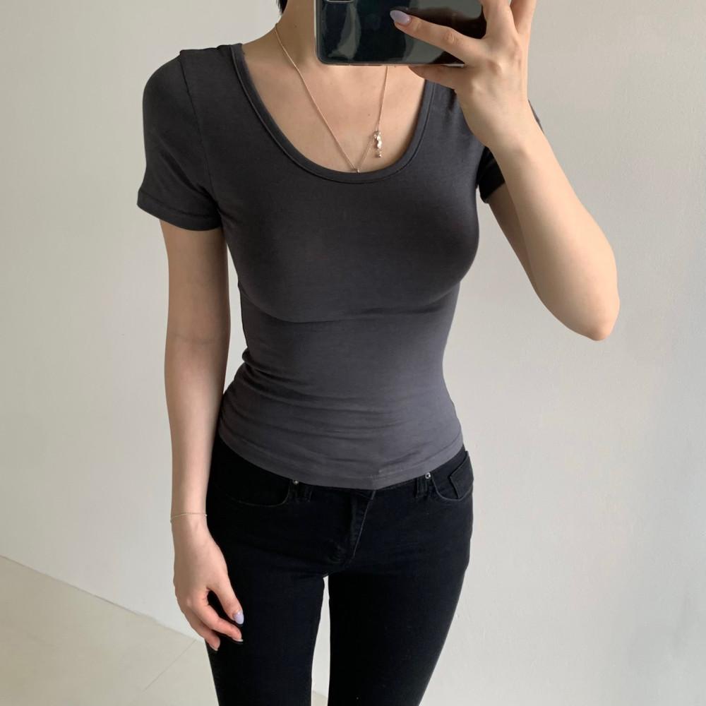 기본 유넥 모달 반팔티 7 colors 아이보리 백멜란지 그레이 차콜 블랙 핑크 소라