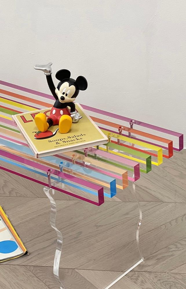 유니크 레인보우 웨이브 신발장 벤치 스툴