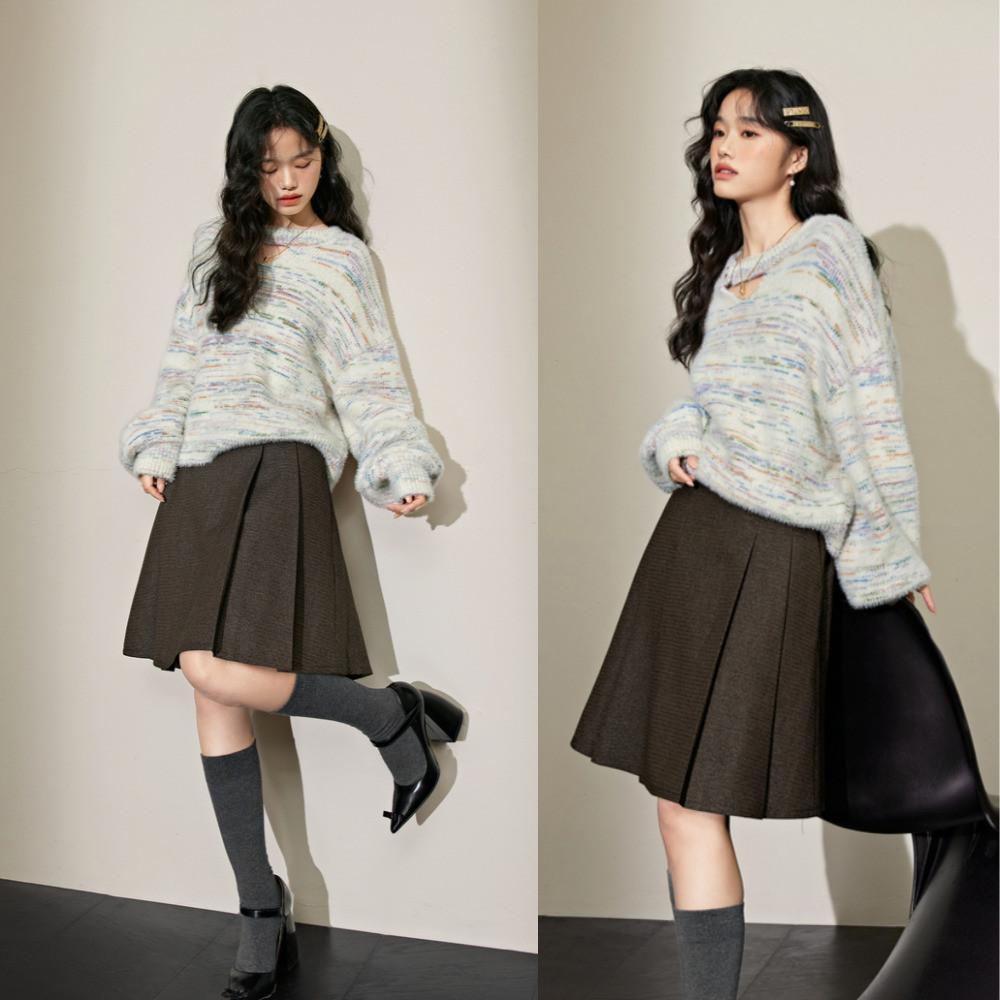 KUOSE 쿠오세 캔디 스트라이프 트임 니트스웨터