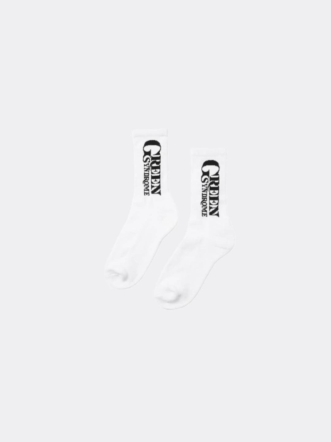 그린 신드롬 W-LOGO JACQUARD CREW SOCKS-WHITE