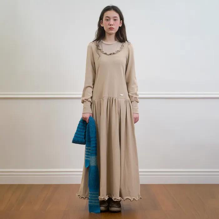 [12월 18일 예약발송] 291. Frill Maxi Dress_Beige