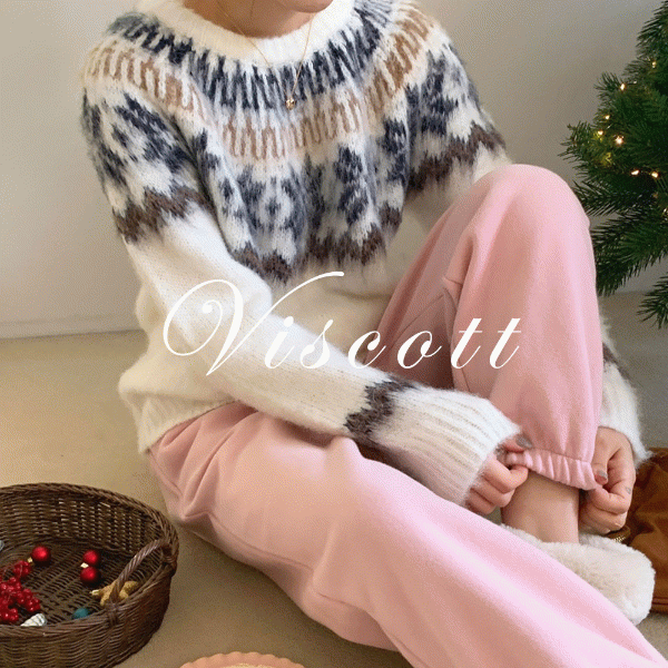 울 20 노르딕 눈꽃 라운드 니트 627