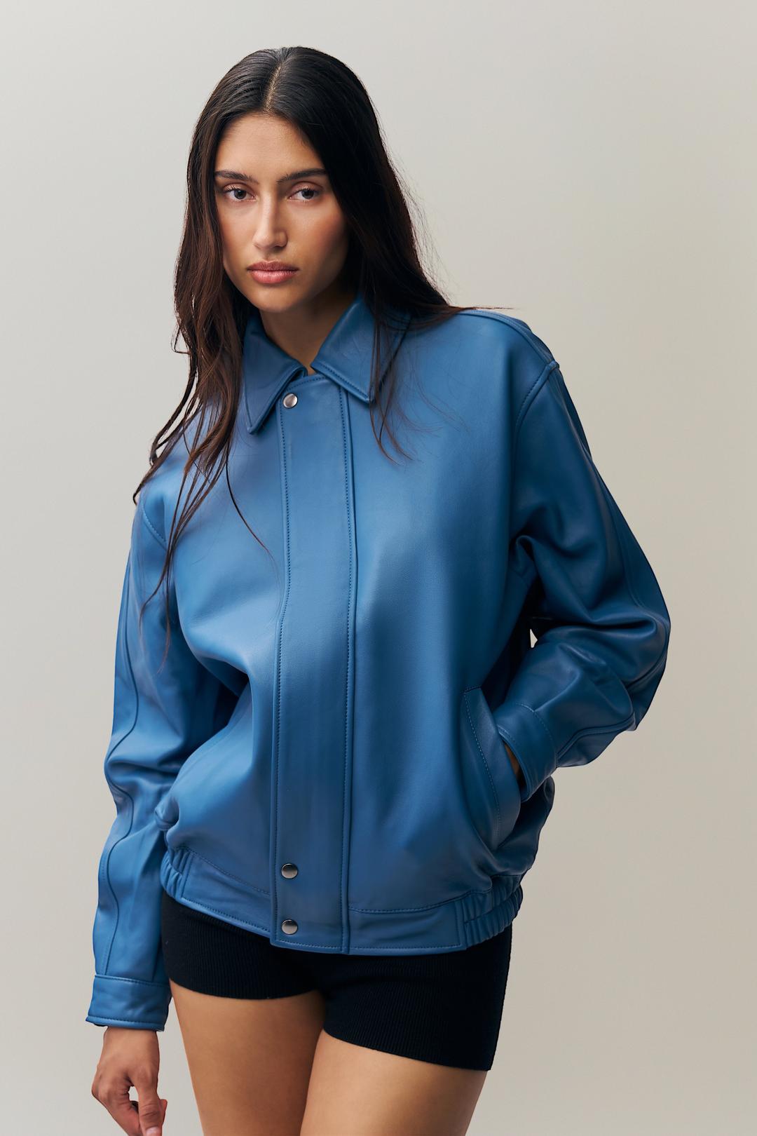 Costa Leather Jacket - Sapphire / XXS