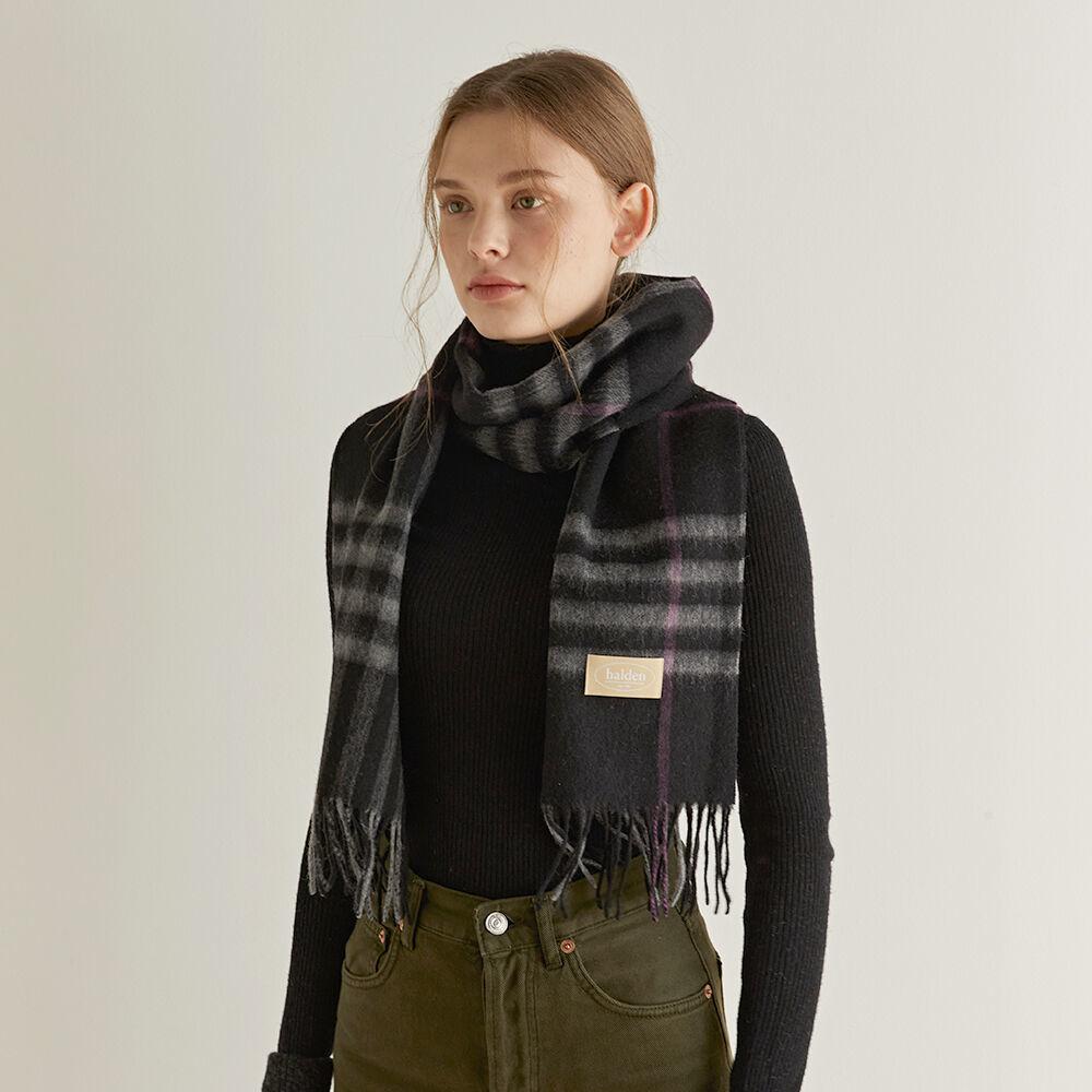 wool classic check muffler (M008_black)