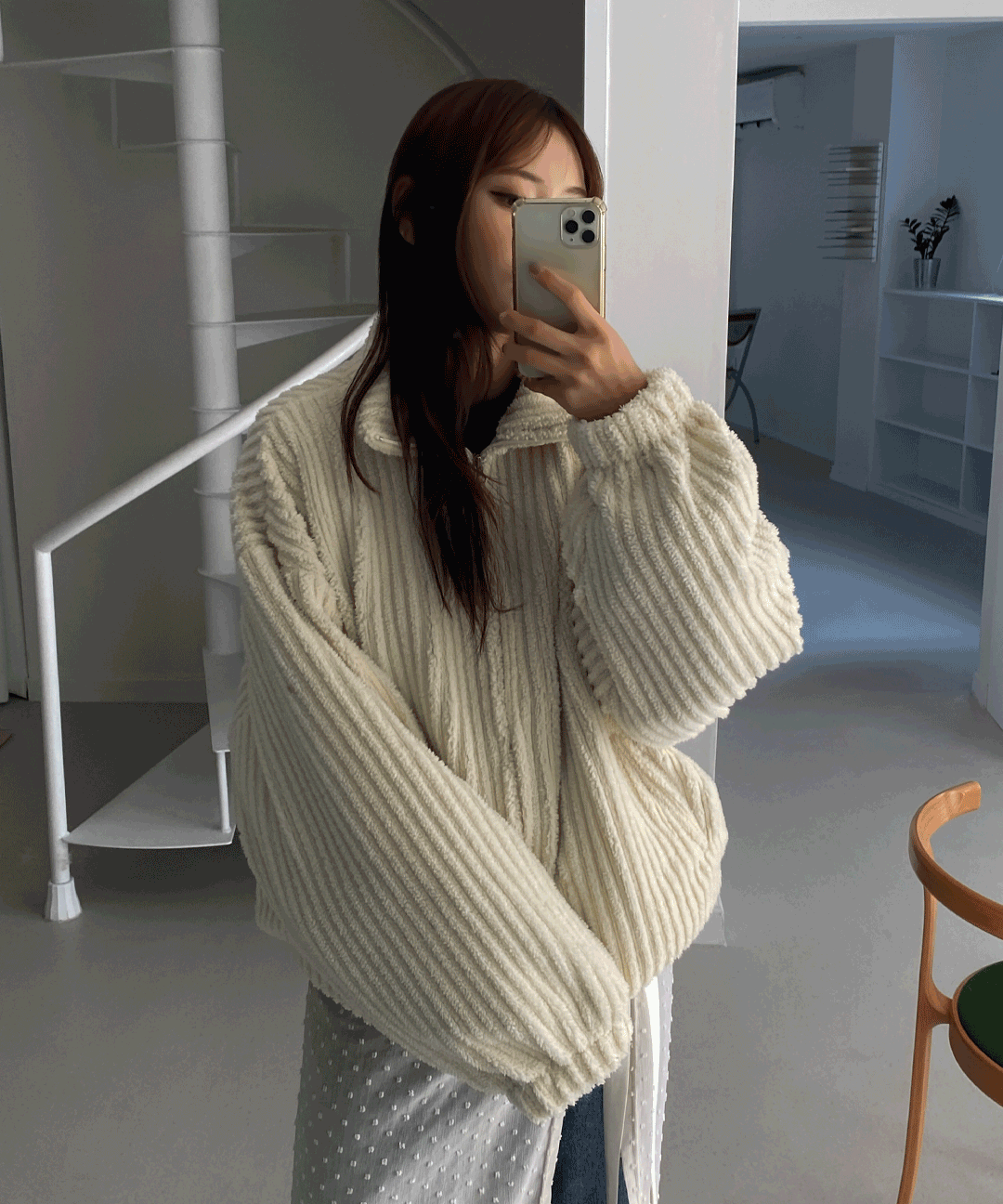 르안 퍼 골덴 점퍼(공용) - 3color