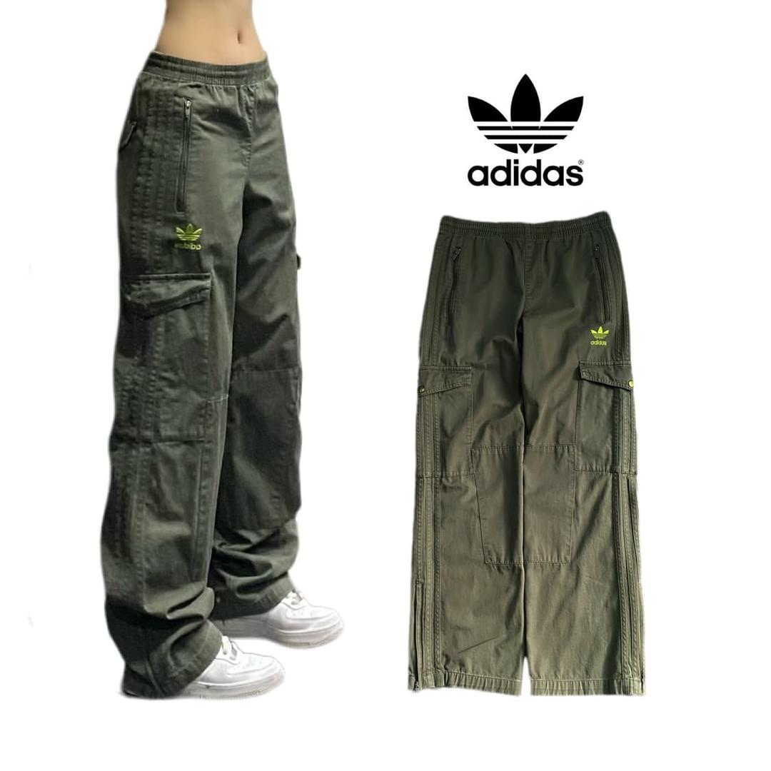 *극희귀* 아디다스 카키 삼선 와이드 카고 팬츠 | 후루츠패밀리