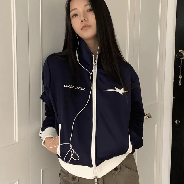 센버 별 배색 세줄 투웨이 져지 집업