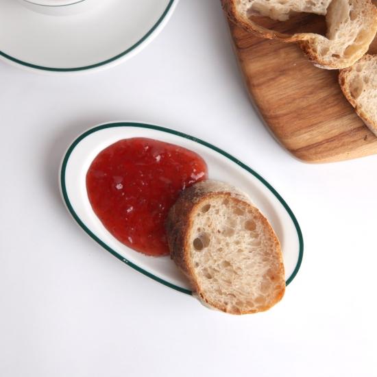 폴바살 이사바 오발플레이트 M 21cm 타원접시 그린라인 샐러드 파스타 도자기 홈카페