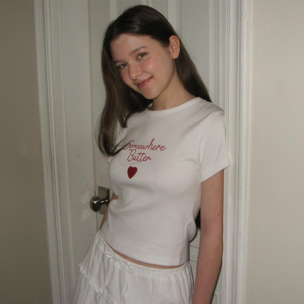 Boucle Heart Logo Top - Ivory