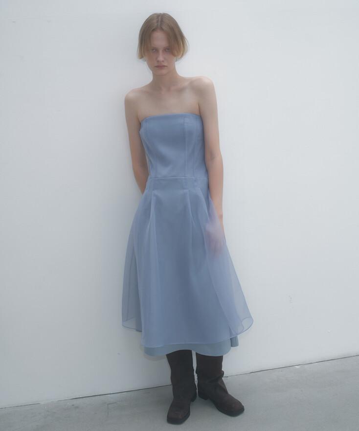 TUBE TOP ORGANZA DRESS_PALE BLUE