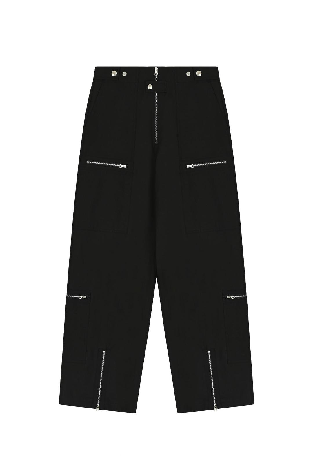 ZIP CARGO PANTS (BLACK)