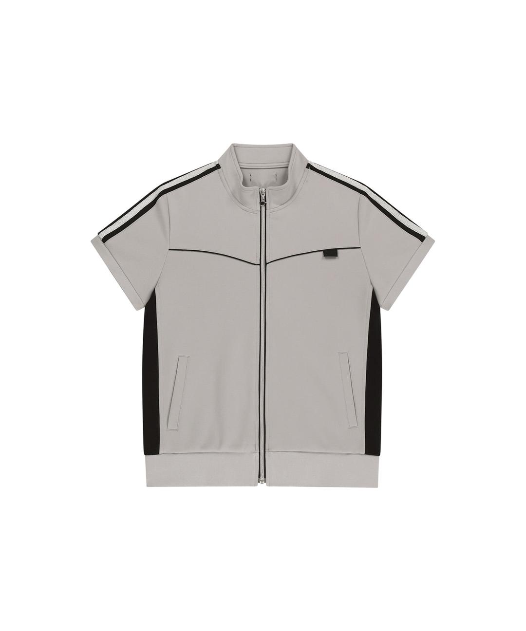 Metallic Tape Track Zip-Up / Grey