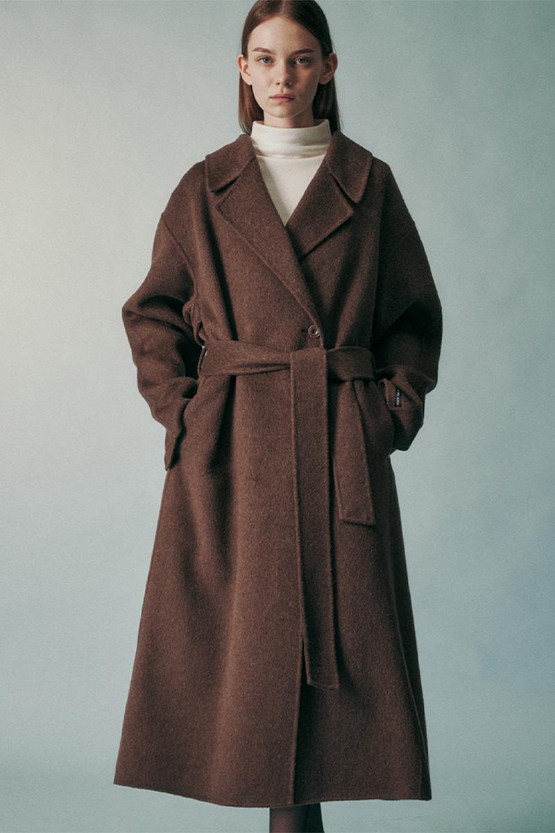 CAMEL SILK BLEND COAT BROWN