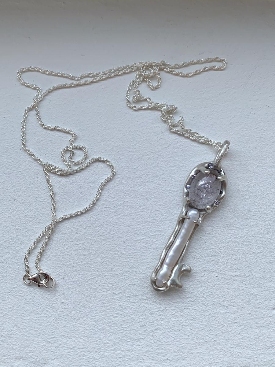 Lavender Pearl key Necklace