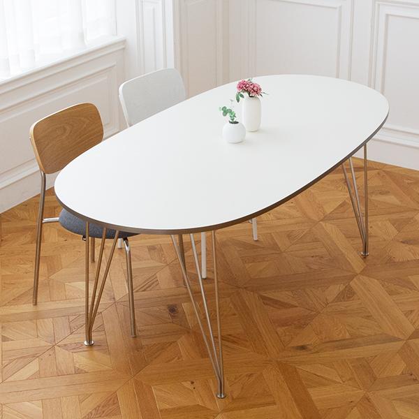 로이퍼니처랩 라미네이트 크롬 어라운드 화이트 테이블 A