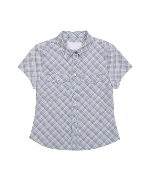 CHECK SHORTSLEEVE SHIRTS BLUE