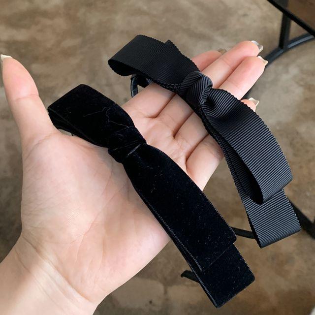 1+1 리본 데일리 골지 벨벳 블랙 제니머리띠 헤어밴드