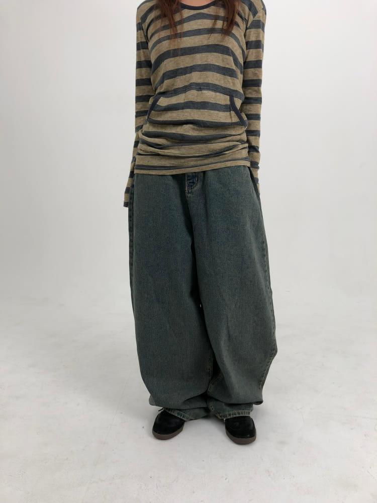 와이드 보이핏 가을 겨울 청 흑청 데님 팬츠 (2 color)