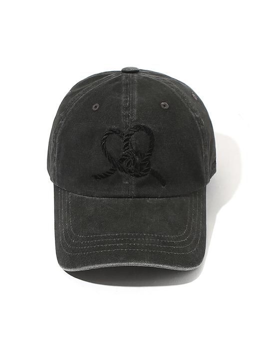 Heart Knot Embroidery Cap Charcoal