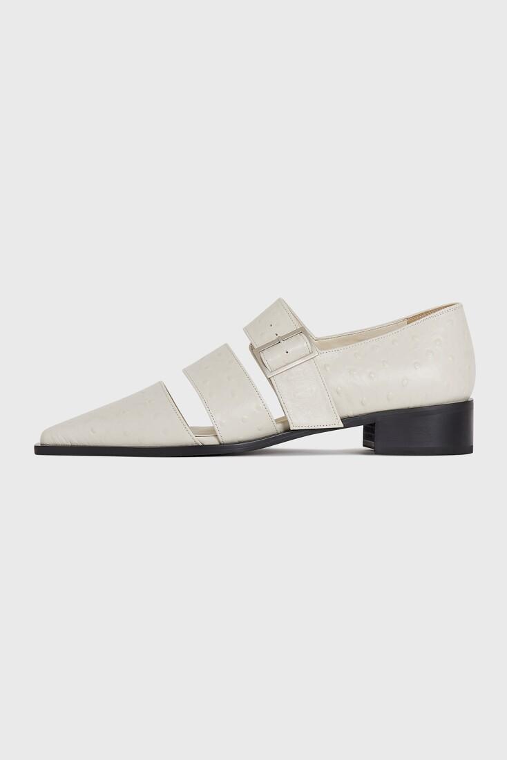 OSTRICH LOAFERS, (GRAYISH IVORY)