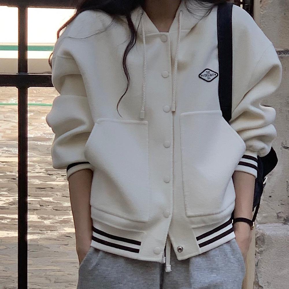 베르가못 후드 핸드 점퍼 울 캐시미어 모직 숏 점퍼 (2col)