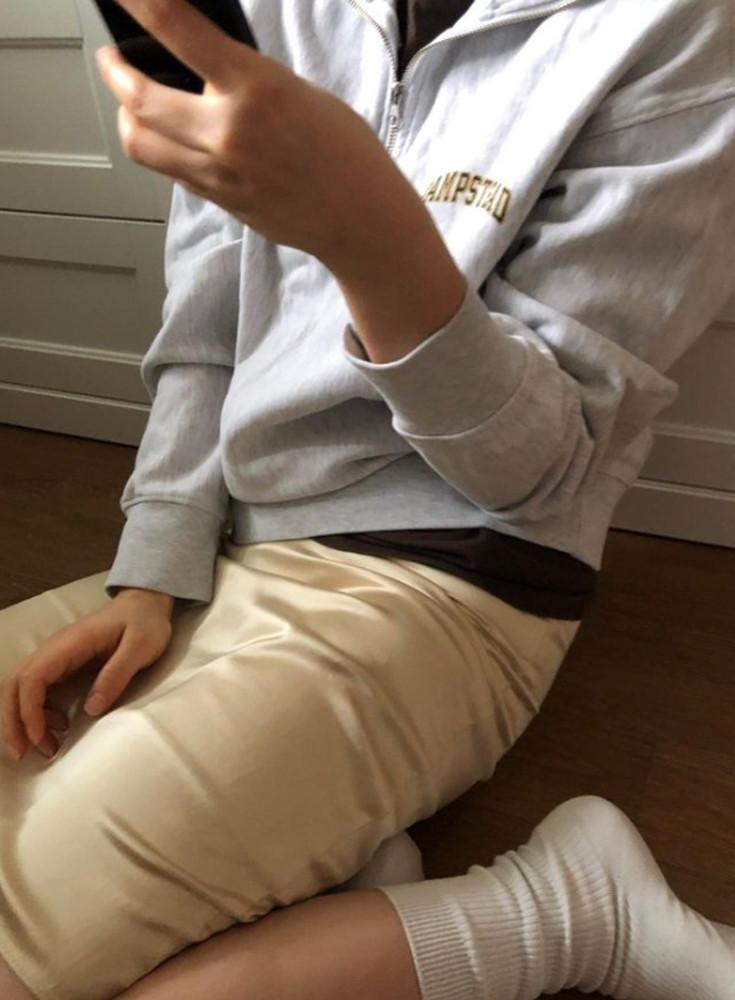 [블랙S당일] NOPROBLEM 노프라블럼 새틴 하프 스커트