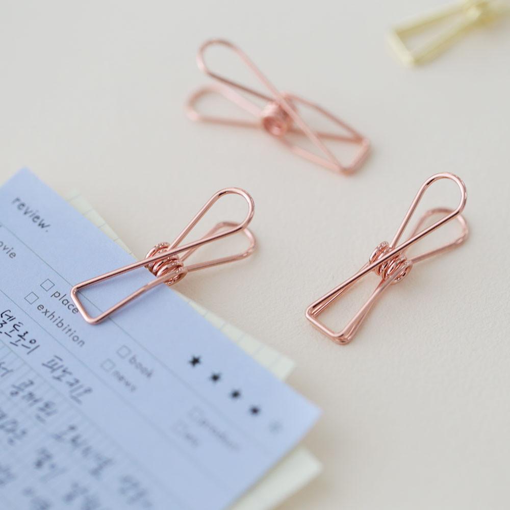 모모팝 더블 클립 집게클립 바인더클립 로즈골드 소