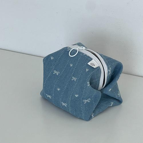 데님리본 지퍼파우치