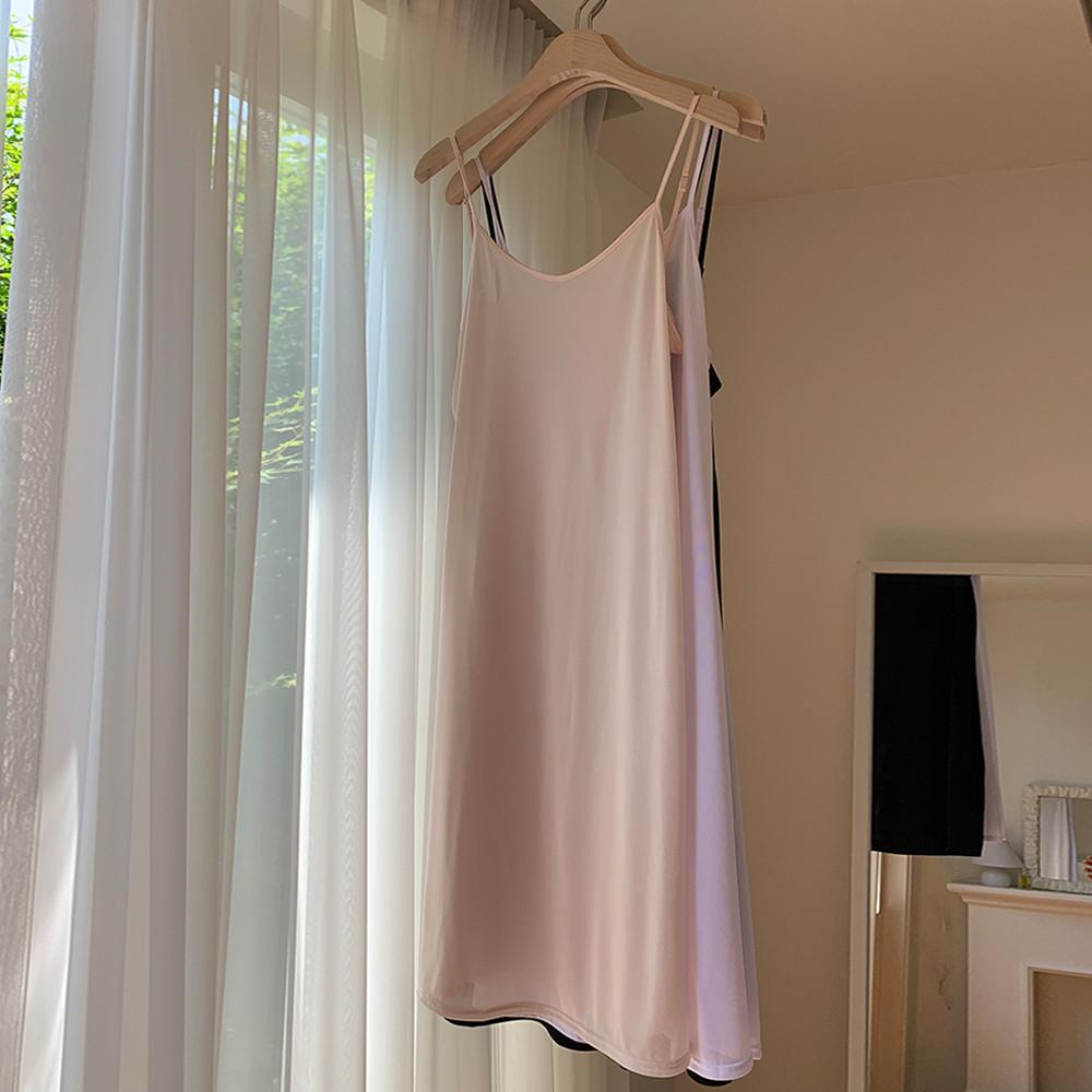 보들보들 인견 100% 롱 이너슬립 원피스 나시 끈나시원피스 부드러운 시원한 잠옷 홈웨어