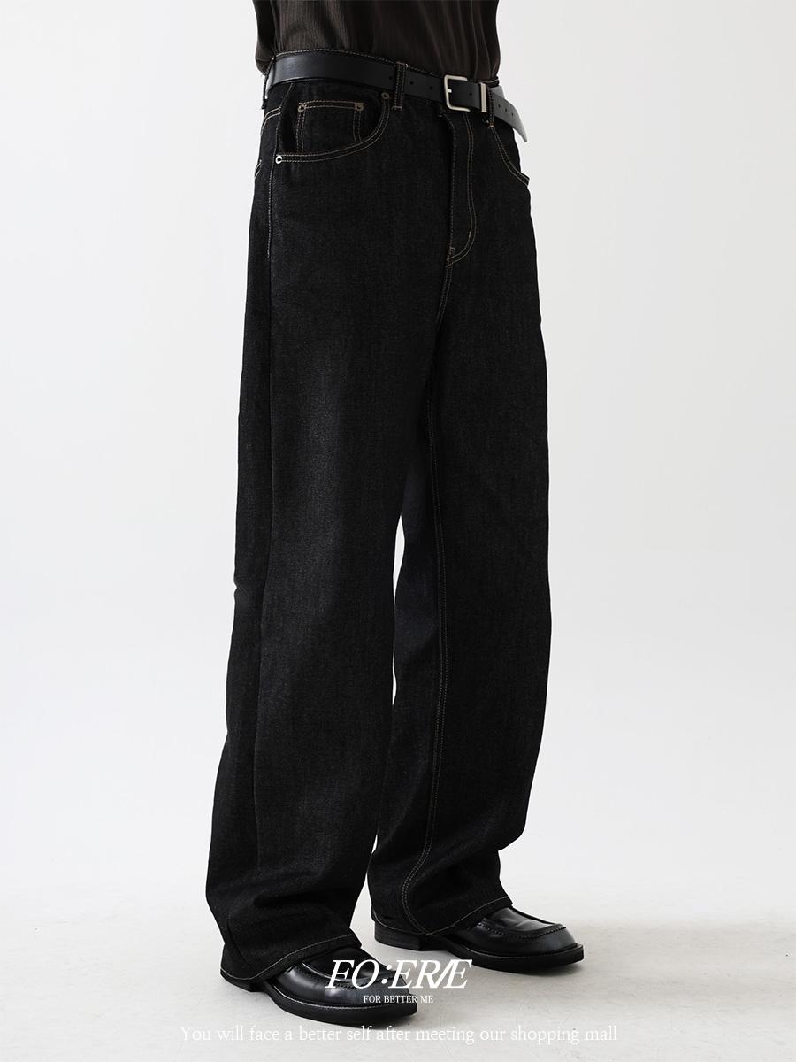 272 Semi wide black denim pants