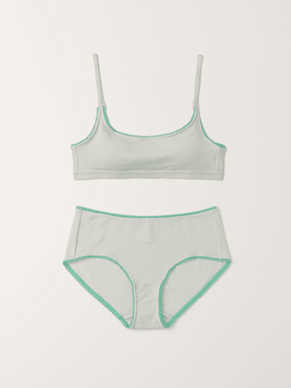 (set) Square ribbed tencel bra & panties in Mint_스퀘어 리브드 텐셀 브라&팬티 민트