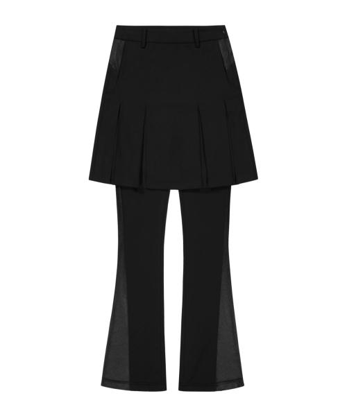 Pleated Jersey Skirt Pants / Black