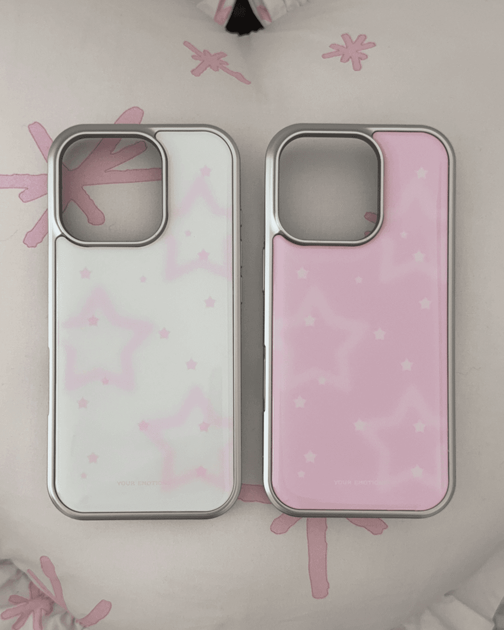 star spray (pink) silver frame case