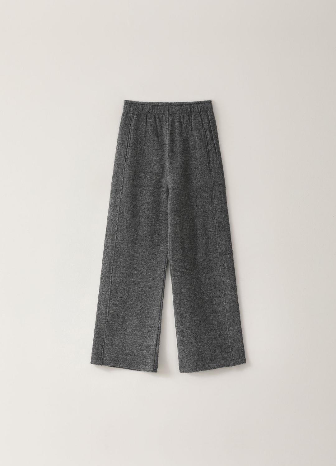 Wool Boucle Banding Pants - Charcoal