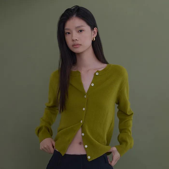BASIC WOOL CARDIGAN (OLIVE)