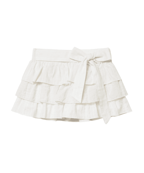 SOFTY LAYERED BOW SKIRT [WHITE STRIPE]